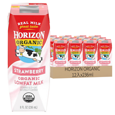 HORIZON ORGANIC 有機低脂強化調味保久乳 草莓口味, 12入, 236ml