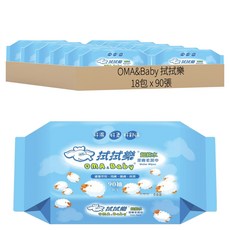 拭拭樂 超純水潔膚柔濕巾, 90抽, 蘆薈萃取, 潤膚護膚, 舒敏保濕, 90張, 18包