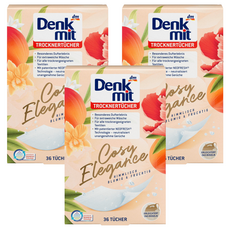 dm Denk mit 烘衣機專用衣物柔軟防皺除臭去靜電香氛紙 花香杏色 36片/盒, 3盒