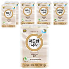 KleanNara 可綠納樂 觸感與感覺招牌雪紡天然紙漿3層高級捲筒衛生紙, 30捲, 6袋, 27m