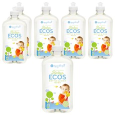ECOS 嬰幼兒奶瓶餐具清潔液 500ml, 有效清潔奶垢油汙, 中性PH值溫和不殘留, 6瓶