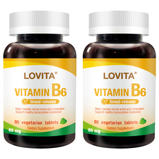 Lovita 緩釋型維生素B6素食錠 80毫克, 90顆, 300mg, 2罐