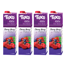 Tipco 100%櫻桃莓果綜合果汁, 1L, 4瓶