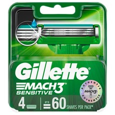 Gillette 吉列 MACH3 Sensitive 鋒速3 敏感型刀片 每包最多可刮60次, 4入, 1組