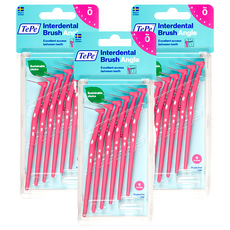 TePe 緹碧 L型長柄牙間刷 Set 6, 刷毛柔軟不刺激牙齦, 有效去除牙縫中的牙菌斑, 0.4mm, 6支, 3盒