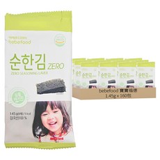 bebefood 寶寶福德 無鹽海苔 100%紫菜味道 無油 質地柔軟好咀嚼 小巧包裝好攜帶, 1.45g, 160包