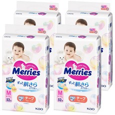 Merries 妙而舒 日本境內版 金緻柔點透氣黏貼型尿布, M, 208片