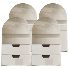 FAmILyLIFE 生活 附抽屜桌面文具公仔收納盒 A-392-W 387g, 簡約白,, 4個