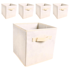 小綠豆居家百貨 可折疊無蓋收納箱, 28 x 28 x 28cm, 白色, 5個