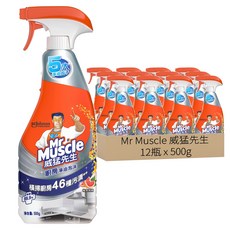 Mr Muscle 威猛先生 廚房淨油泡沫噴清瓶 有效清潔46種污漬, 500g, 12瓶