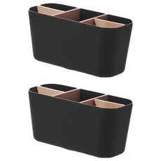 isona 愛收納 極簡圓長款5格分隔收納盒, 2個, 黑色