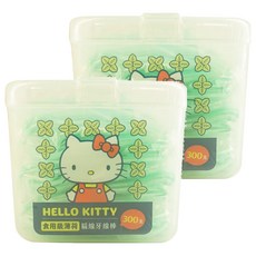 Hello Kitty 食用級薄荷扁線牙線棒 清潔口腔, 300支, 2盒