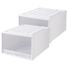 抽屜式儲物箱 大容量 54L 白色清透 PP材質, 2個