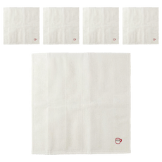 KAYA 純白刺繡蚊帳布紗布抹布-茶杯 5入 吸水速乾 廚房清潔好幫手