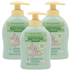 NATURAVERDE 小鹿斑比洋甘菊經典潔顏液態皂 0歲以上, 200ml, 3瓶