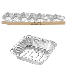 WE CHAMP 氣炸鍋專用鋁箔正方型烘焙盤 20.5 x 18 x 5cm 10個, 20.5cm