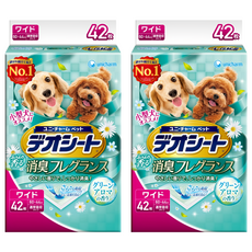 unicharm pet Deo sheet 消臭大師 狗尿墊 森林香 寬型, LL(60 x 44cm), 42片, 2包