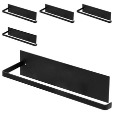 SOG購物 無痕鐵藝紙巾架, 黑色, 5個, 免釘安裝, 廚房浴室收納