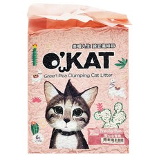 O'KAT 美喵人生 2mm 條狀豌豆凝結砂 (甜心水蜜桃), 100%天然可生物分解豌豆纖維製成, 6L, 1包