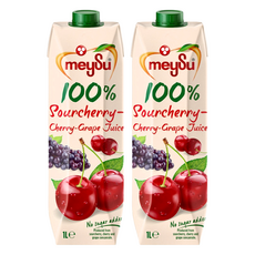 meySu 美愫 100%酸櫻桃葡萄汁 1L (德國進口 無添加糖 天然果汁), 2瓶