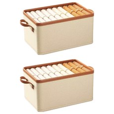 可摺疊 抽拉式衣物收納盒, 卡其色, 2個