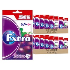 Extra 益齒達 潔淨無糖口香糖 香甜葡萄口味，幫助牙齒清潔 保持口氣清新, 62g, 20包