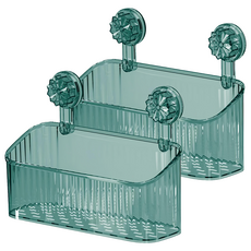 德利生活 輕奢吸盤式壁掛收納盒 大號, 透明綠, 2個