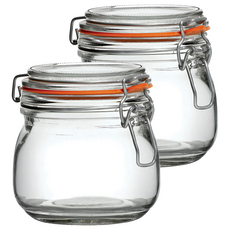 utopia 扣式玻璃密封罐 橘色 500ml 密封保鮮 廚房收納好幫手, 2個