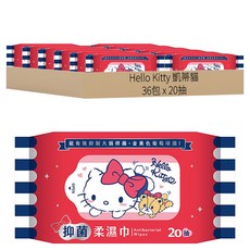 Hello Kitty 凱蒂貓 抑菌柔濕巾, 1入, 36包
