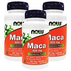 NOW Foods MACA瑪卡膠囊 500mg 專為男性設計, 100顆, 0.6g, 3罐
