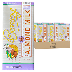 Bonsoy棒 杏仁奶, 6入, 無乳製品, 純素, 1L