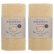 hiorie 日本桃雪 awamon 怪物級綿柔起泡親膚沐浴巾, 亮咖色, 1入, 2條