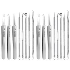 AHOYE 高精密粉刺夾8件組, 2組, 不鏽鋼色