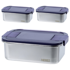 NEREZ 耐樂斯 紫創滑扣不鏽鋼保鮮盒 400ml, 3個, 單件