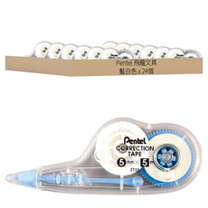 Pentel 飛龍文具 拋棄式修正帶 ZT35-WT, 24個, 藍白色