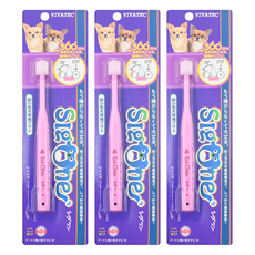 VIVATEC Sig One 360度寵物牙刷, 超小型犬適用, 粉色, 3支