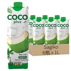 Sagiko Cocoplus 100%純椰子水, 1L, 6瓶