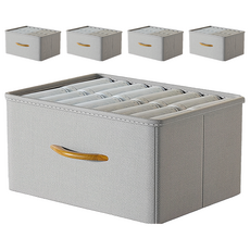 小麥購物 布藝抽屜式摺疊衣服收納箱 L2432, 5個, 灰色