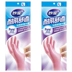 妙潔 耐用加長絨裡手套, L, 粉色, 2包