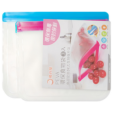 MIKA HOUSE 橘之屋 PEVA 環保食物袋 湯汁不外漏 密封性佳 可平放/堆疊 固體液態皆可使用, 大(26 x 20cm) + 中(22 x 18.5cm) x 2, 1組