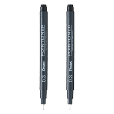 Pentel 飛龍文具 POINTLINER代針筆 S20P-3A 0.3mm, 黑色, 2支