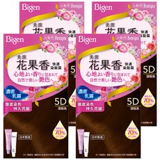 Bigen 美源 花果香快速染髮霜 5D深棕色 濃密乳霜配方 長效持色, 4盒