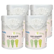 bab 培寶 紙軸雙螺旋棉花棒易開罐 雙頭螺旋清潔棉花棒, 100支, 4罐