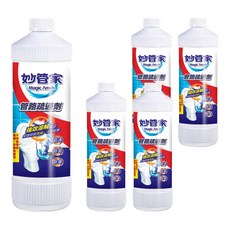 妙管家 管路疏通劑 高效溶解頑固阻塞物 快速疏通 清除異味 有效殺菌 水管保養, 960g, 5瓶