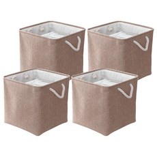 小麥購物 亞麻收納籃 方形款 C176 382g, 4個, 粉色