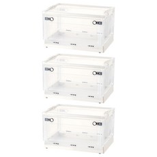 三開收納箱 多種尺寸選擇, 中號( 47 x 35 x 23.5cm), 潔潔白 + 透明門, 3個