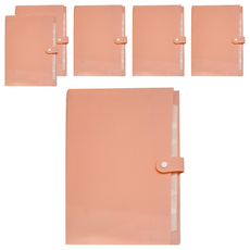 8層輕便風琴夾 紅色 - 文件收納好幫手 多層分類 輕便易攜帶, 6入