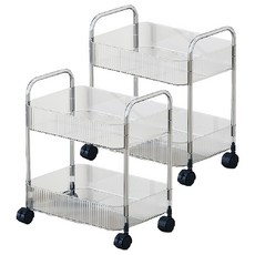 FAmILyLIFE 生活 透明附輪夾縫2層置物架 加大款, A-215, 2個