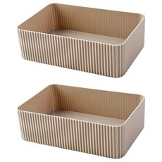 E.dot 簡約直紋雜物文具收納盒 大號 咖啡色, 20 x 14 x 6cm, 2個