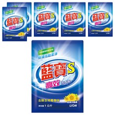 藍寶 S 高效洗衣粉 添加植物性肥皂粉 去除衣物霉臭味, 1kg, 6袋